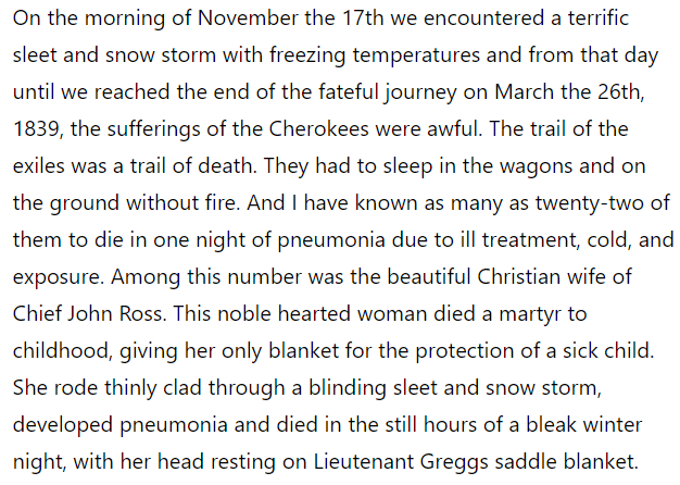 Story recalling Trail of Tears death of Chief John Ross wife