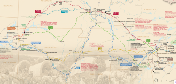 Map of Trail of Tears routes